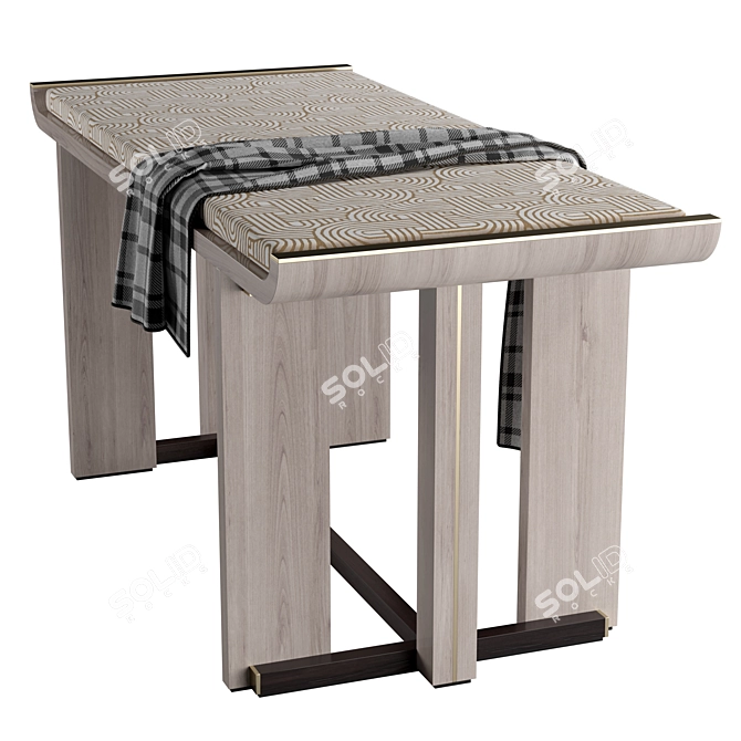 Elegant Ginza Upholstered Bench 3D model image 2