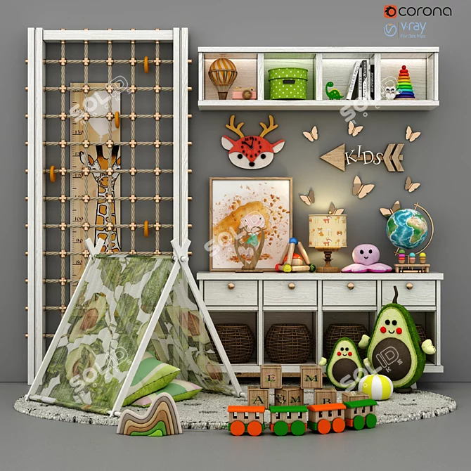 Whimsical Kids Room Decor 3D model image 1