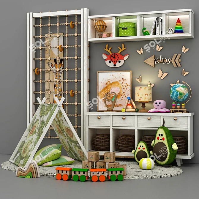 Whimsical Kids Room Decor 3D model image 2