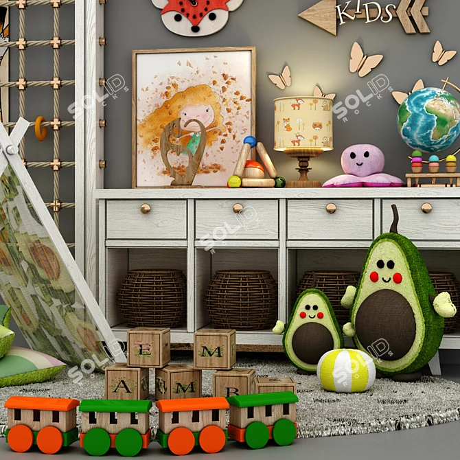 Whimsical Kids Room Decor 3D model image 4