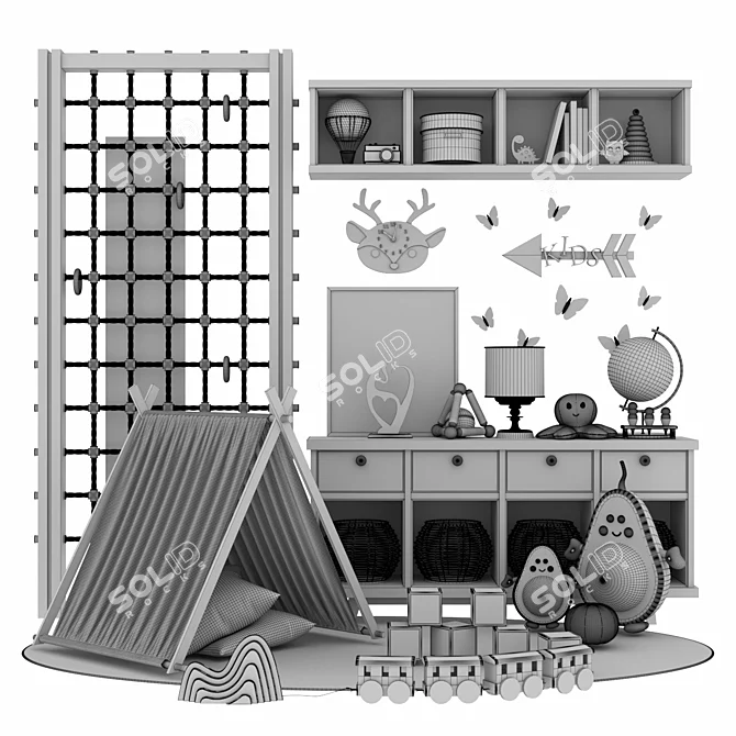 Whimsical Kids Room Decor 3D model image 5