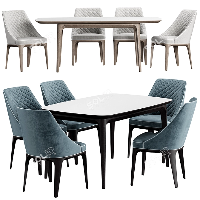 Mido Convertible Dining Set: Table & Chairs 3D model image 1