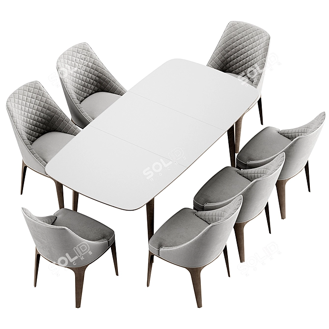 Mido Convertible Dining Set: Table & Chairs 3D model image 5