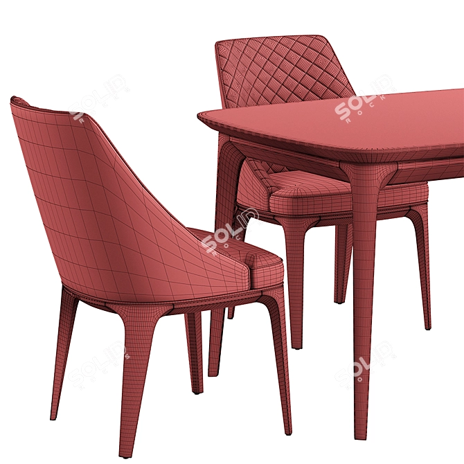 Mido Convertible Dining Set: Table & Chairs 3D model image 6