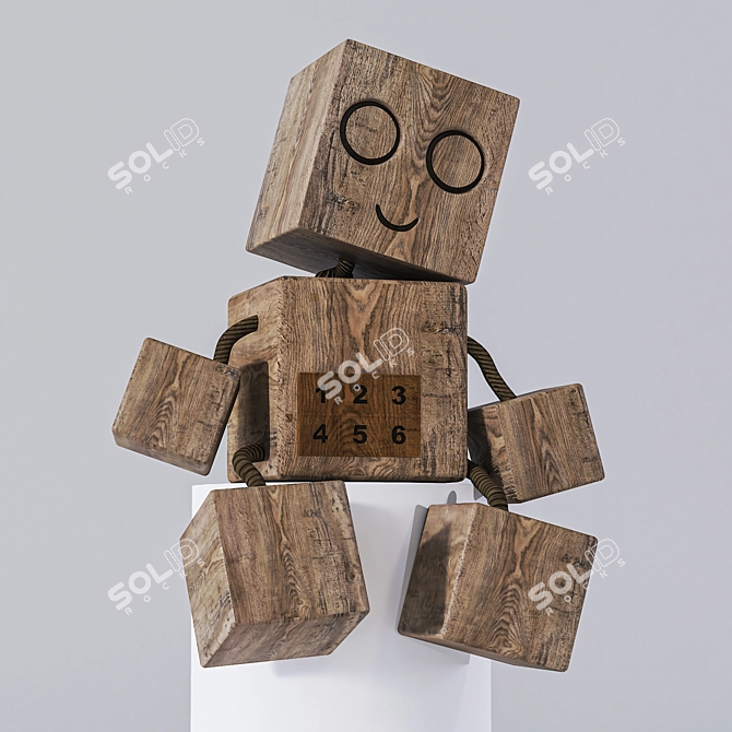Wooden Car Dice Cup Robot Toy 3D model image 2