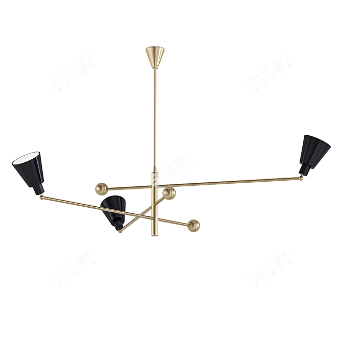 Italian Modern Brass Enameled Chandelier 3D model image 1