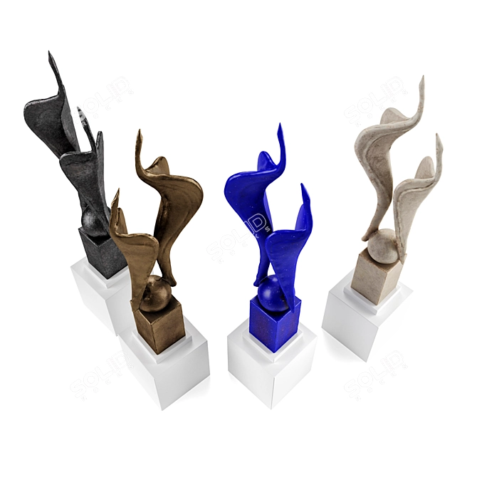 Elegant Cranes Modern Sculpture 3D model image 4