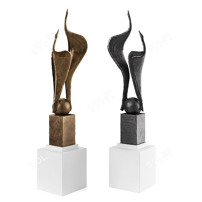 Elegant Cranes Modern Sculpture 3D model image 6