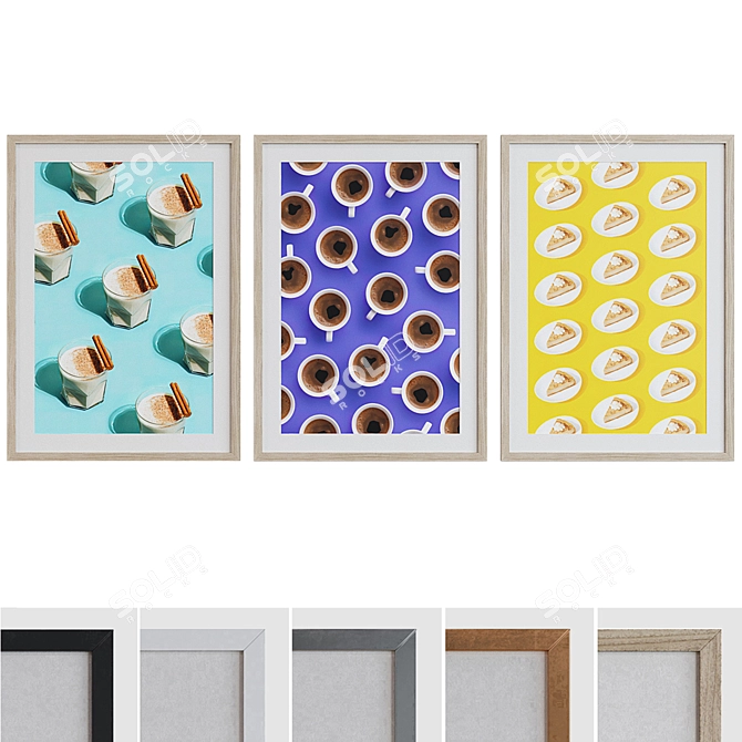 Modern Picture Frame Set with Sweet Treats Design 3D model image 1