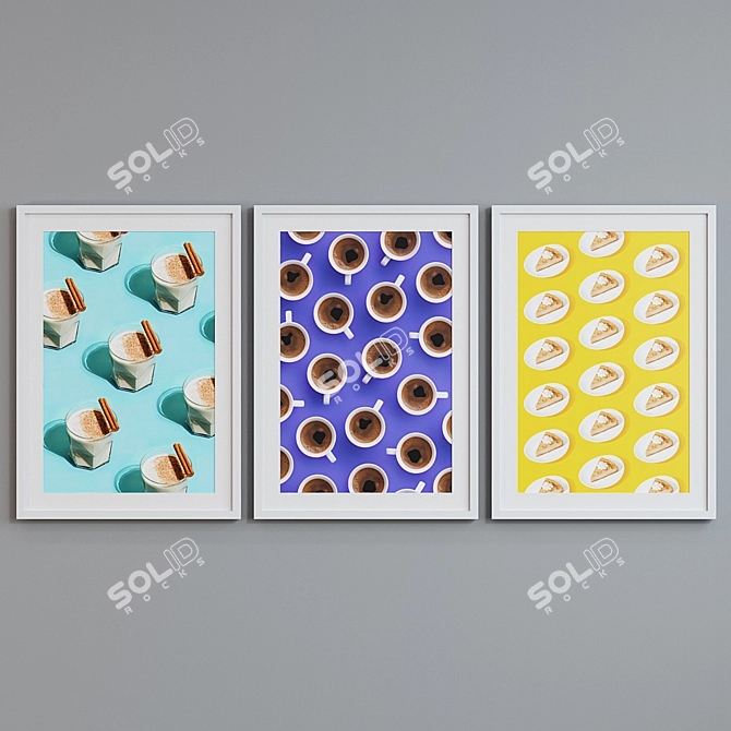 Modern Picture Frame Set with Sweet Treats Design 3D model image 2