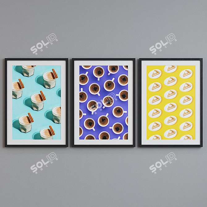 Modern Picture Frame Set with Sweet Treats Design 3D model image 3