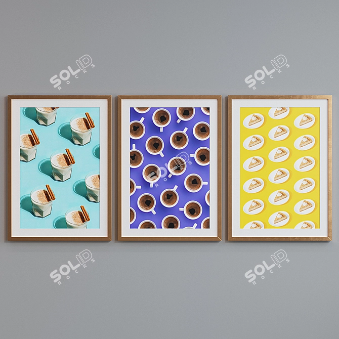 Modern Picture Frame Set with Sweet Treats Design 3D model image 4