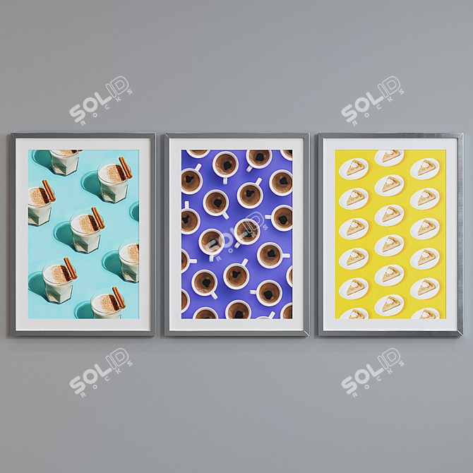 Modern Picture Frame Set with Sweet Treats Design 3D model image 5