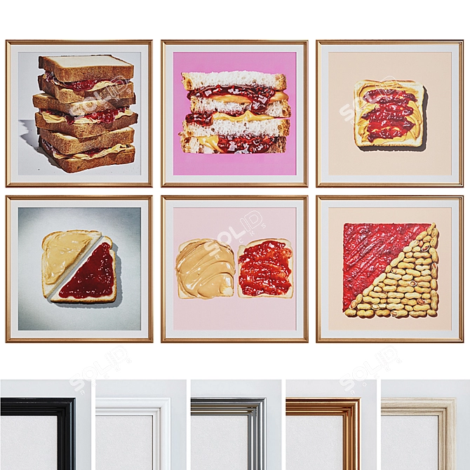 Modern Sandwich Picture Frame Set 3D model image 1