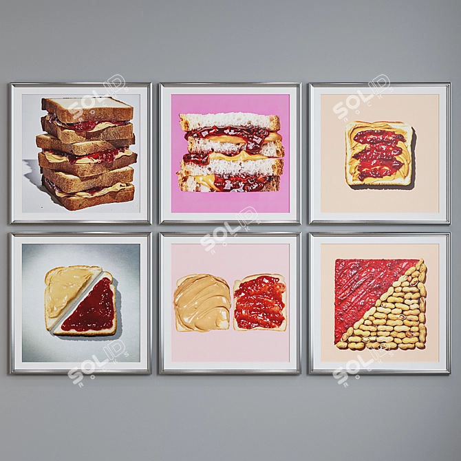 Modern Sandwich Picture Frame Set 3D model image 2