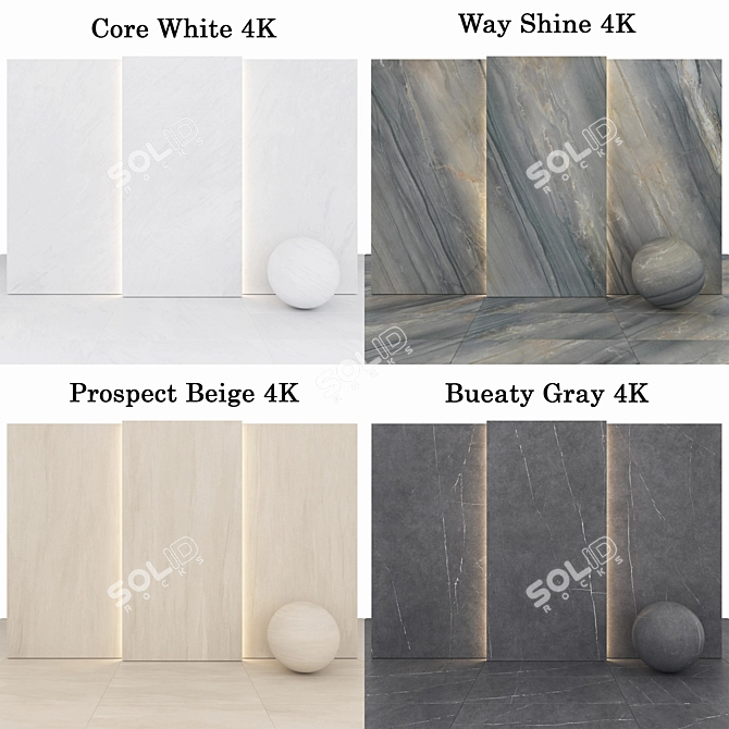 Modern Sandstone Collection: Beauty Gray, Way Shine, Core White, Prospect Beige 3D model image 2