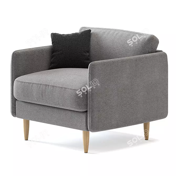 Modern Scandinavian Lille Armchair 3D model image 3