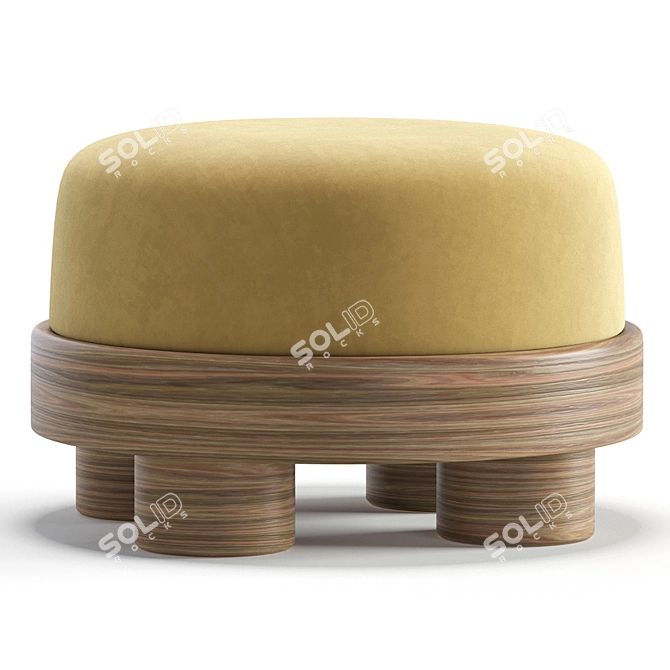 Luxurious Nomad Pouf: Velvet & Leather 3D model image 2