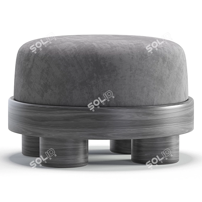 Luxurious Nomad Pouf: Velvet & Leather 3D model image 3