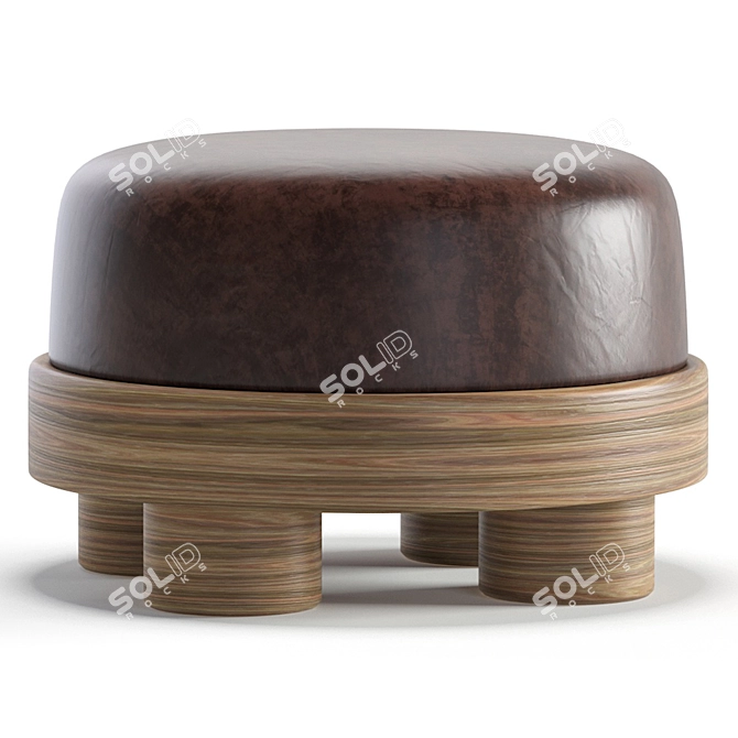 Luxurious Nomad Pouf: Velvet & Leather 3D model image 5