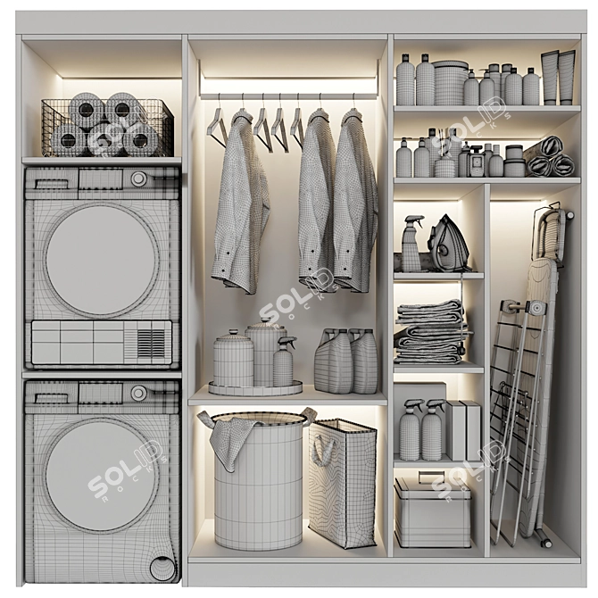 Laundry Essentials Set: GE Washer & Dryer, Maytag Iron, Laurastar Ironing Board 3D model image 7