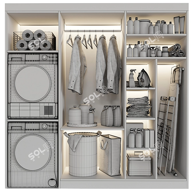 Laundry Essentials Set: GE Washer & Dryer, Maytag Iron, Laurastar Ironing Board 3D model image 8