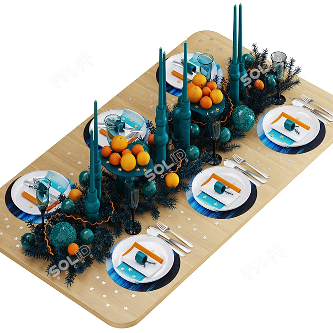 Festive Table Decor Set 3D model image 2