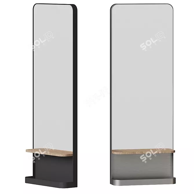 Industrial Steel Ledge Mirror 3D model image 1