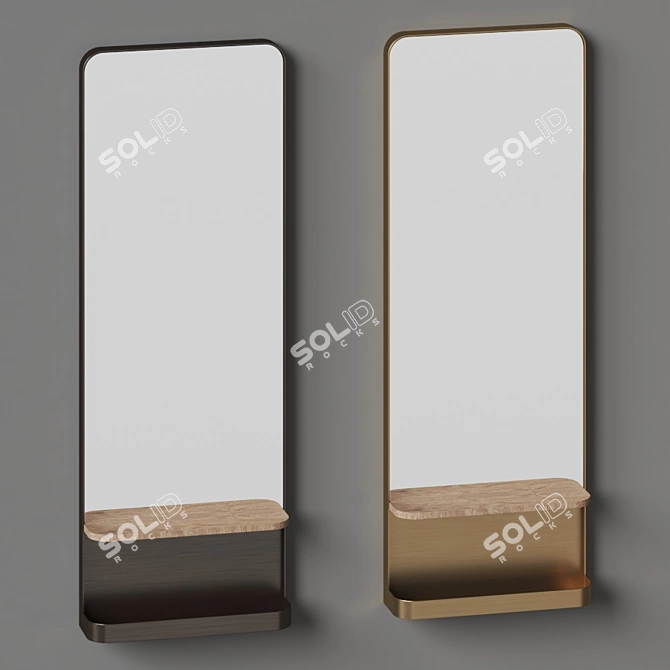 Industrial Steel Ledge Mirror 3D model image 2