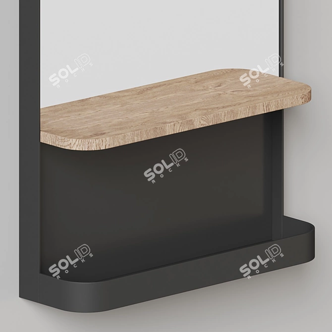 Industrial Steel Ledge Mirror 3D model image 3