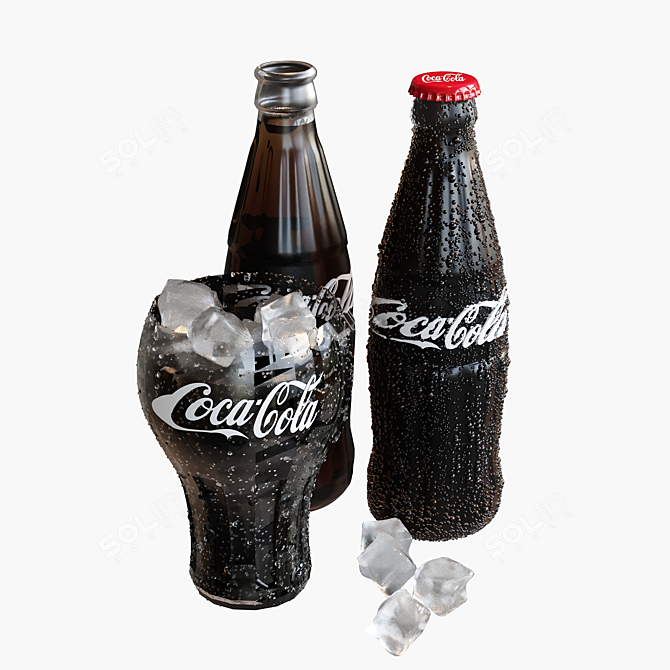 Refreshing Coca Cola and Ice 3D model image 2