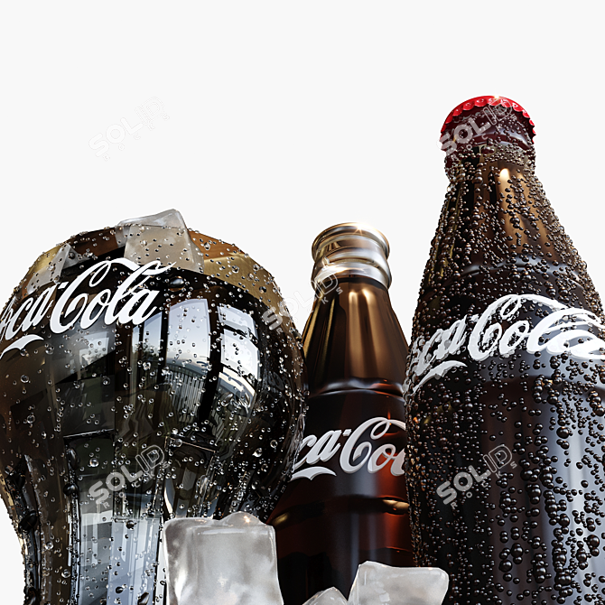 Refreshing Coca Cola and Ice 3D model image 4