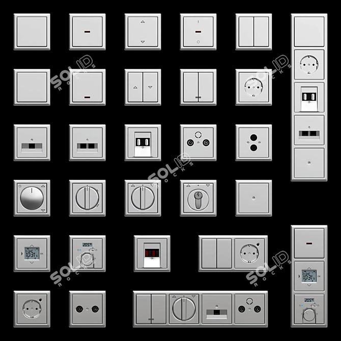 Sleek Stainless Steel Switches 3D model image 1