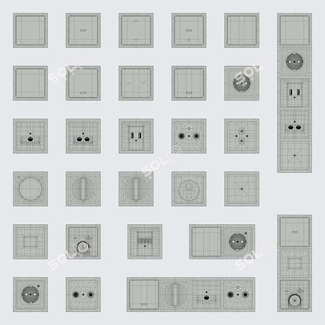 Sleek Stainless Steel Switches 3D model image 5