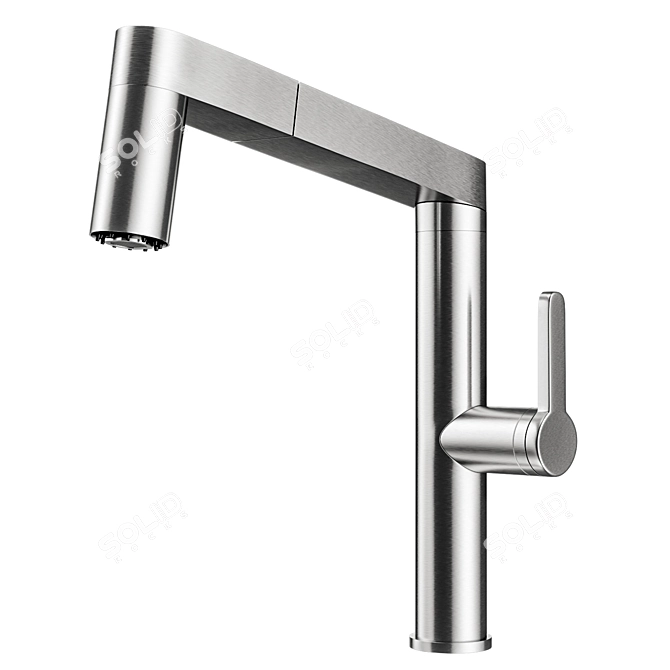 Elegant Stainless Steel Sink Mixer 3D model image 1