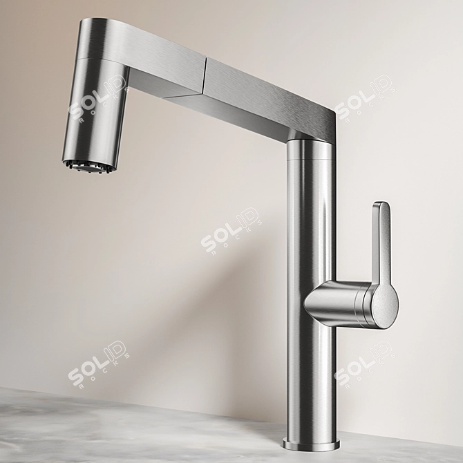Elegant Stainless Steel Sink Mixer 3D model image 2