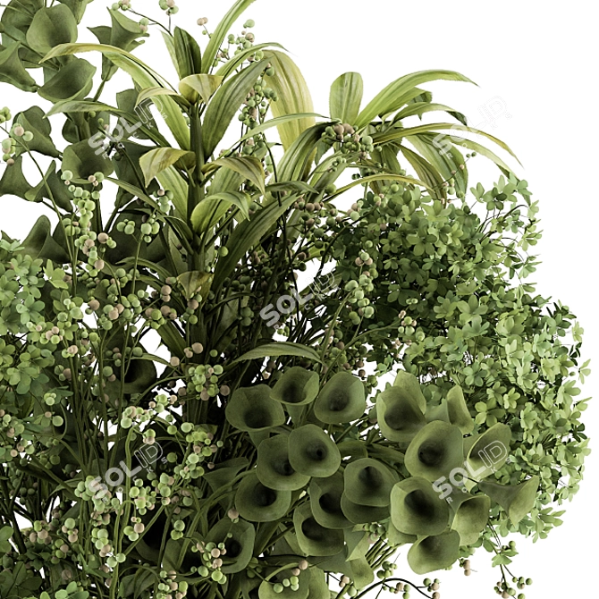 Golden Branch Bouquet: Elegance in Green 3D model image 3