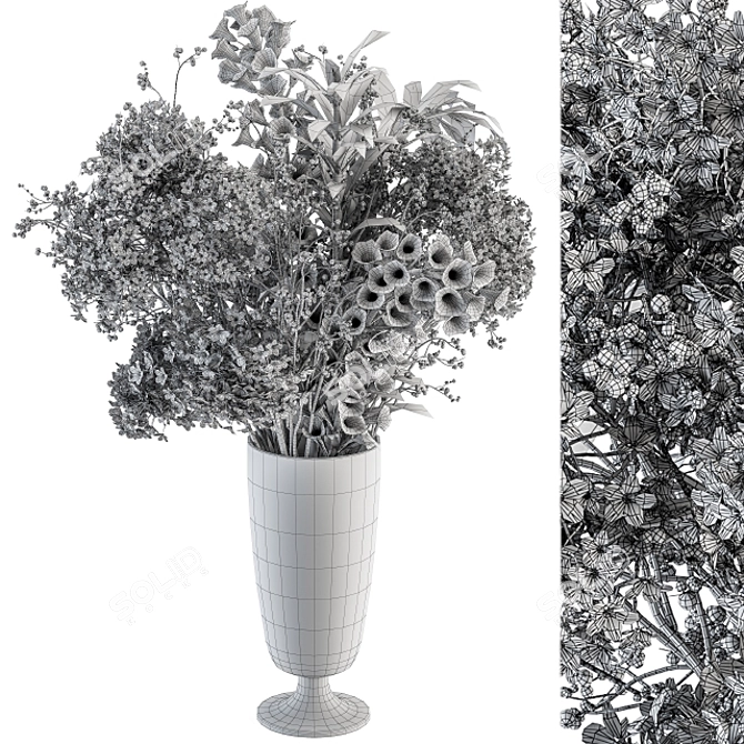 Golden Branch Bouquet: Elegance in Green 3D model image 4