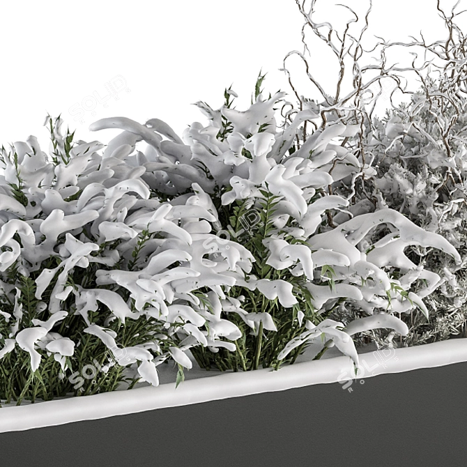 Snowy Outdoor Plant Box Set 3D model image 3