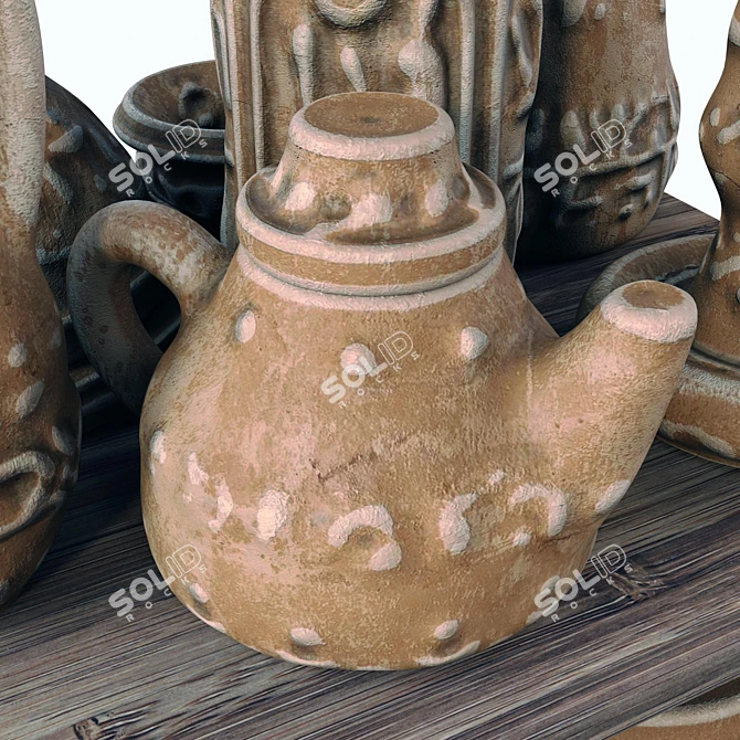 Clay Dishware Set: High-Resolution Textures, Multiple Materials & Software Compatibility 3D model image 5