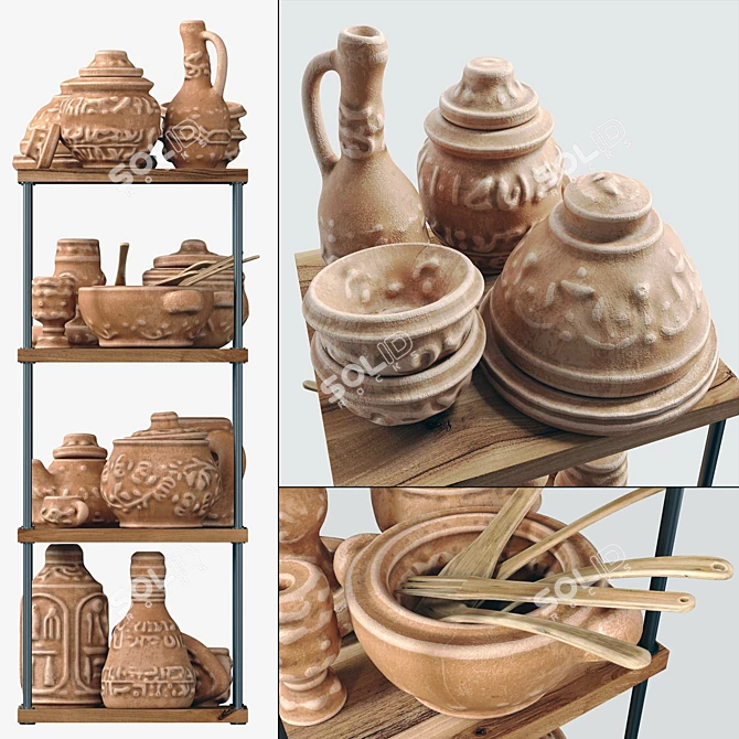 Clay Dishware Set: High-Resolution Textures, Multiple Materials & Software Compatibility 3D model image 8