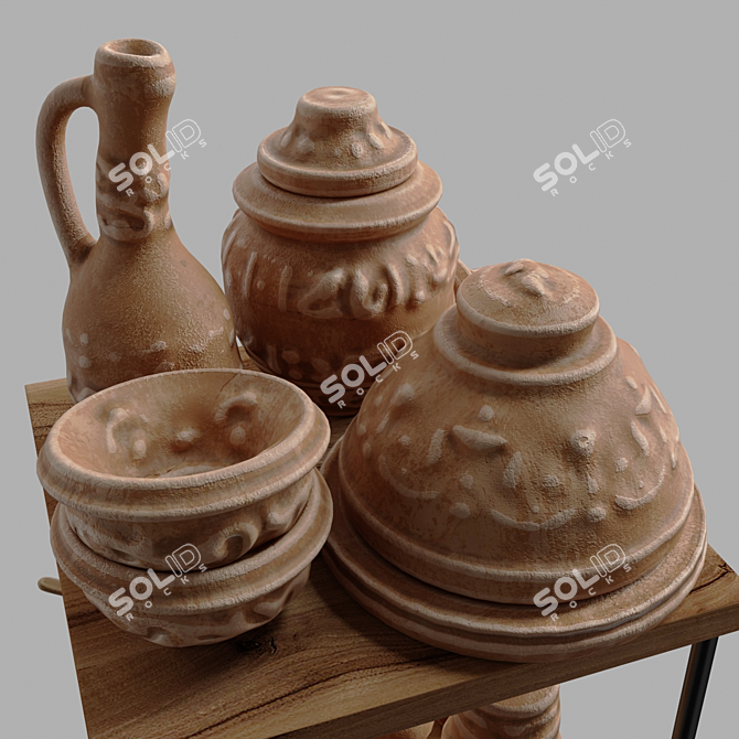 Clay Dishware Set: High-Resolution Textures, Multiple Materials & Software Compatibility 3D model image 10