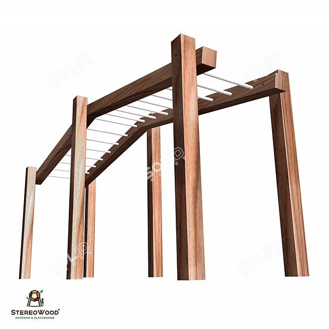 Playful Wood & Steel Climber 3D model image 2