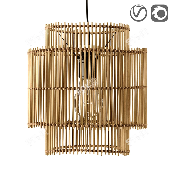 Natural Bamboo Lampshade by Haya 3D model image 1