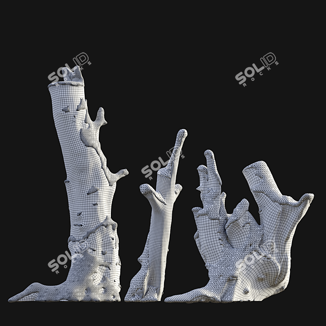 Snowy Tree Stump Trio: 55cm, 65cm, 85cm 3D model image 3