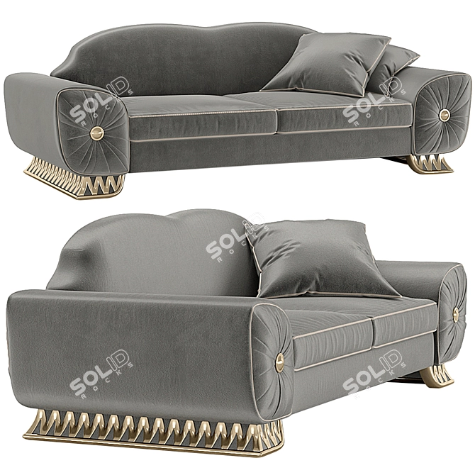 Felipe Curved Sofa with Metal Accents 3D model image 1