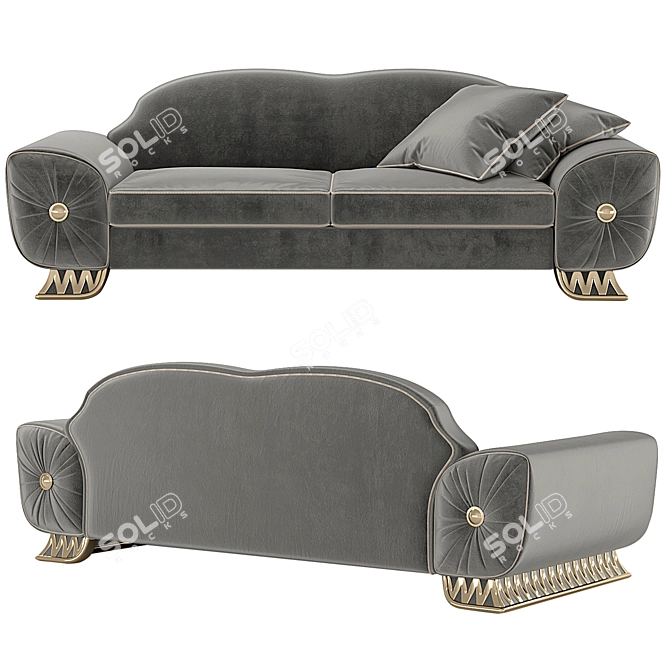 Felipe Curved Sofa with Metal Accents 3D model image 2