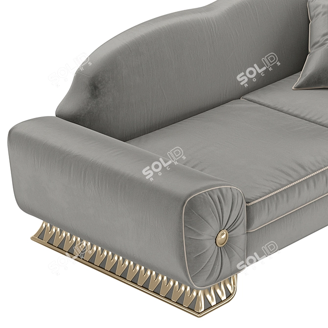 Felipe Curved Sofa with Metal Accents 3D model image 3