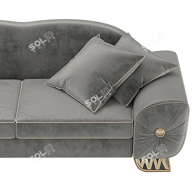 Felipe Curved Sofa with Metal Accents 3D model image 4