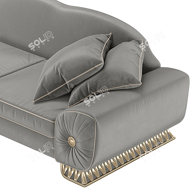 Felipe Curved Sofa with Metal Accents 3D model image 5